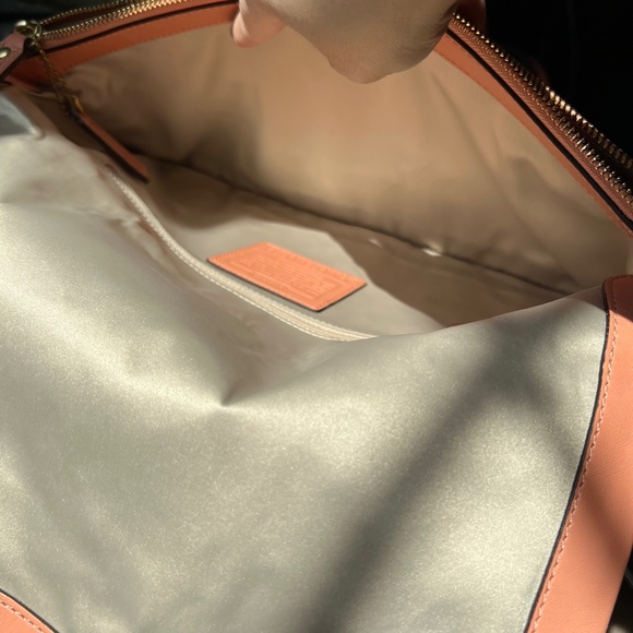 COACH Kristin Calf Leather Oversized Clutch in Coral - Picture 13 of 16